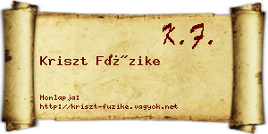 Kriszt Füzike névjegykártya